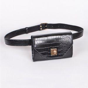 Belt Bag/ Fanny- Embossed Reptile Pattern- Black